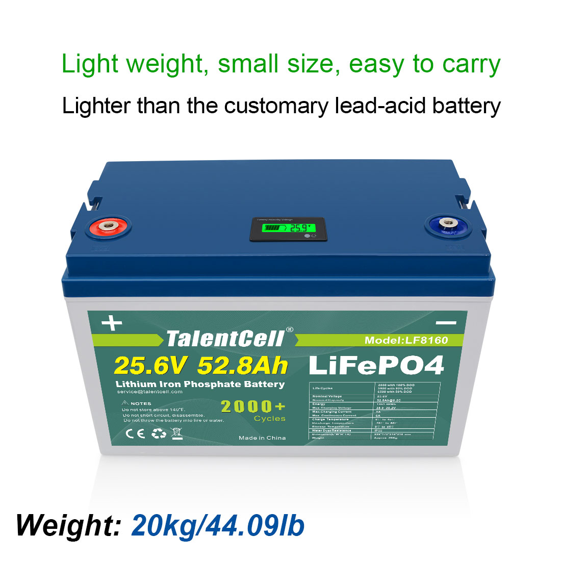 25.6V 52.8Ah Lifepo4 Golf Cart Battery 1351.68Wh Lithium Ion UPS