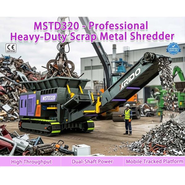 Tracked mobile shredder machine for bulky waste processing