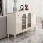 White Luxury Sideboard Cabinets Marble Facet Metal Glass Door Custom
