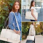 Large Size Beige Weekender Overnight Bag Hospital Travel Carry On Tote