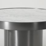 Round White Marble And Metal Accent Table Stainless Steel Base