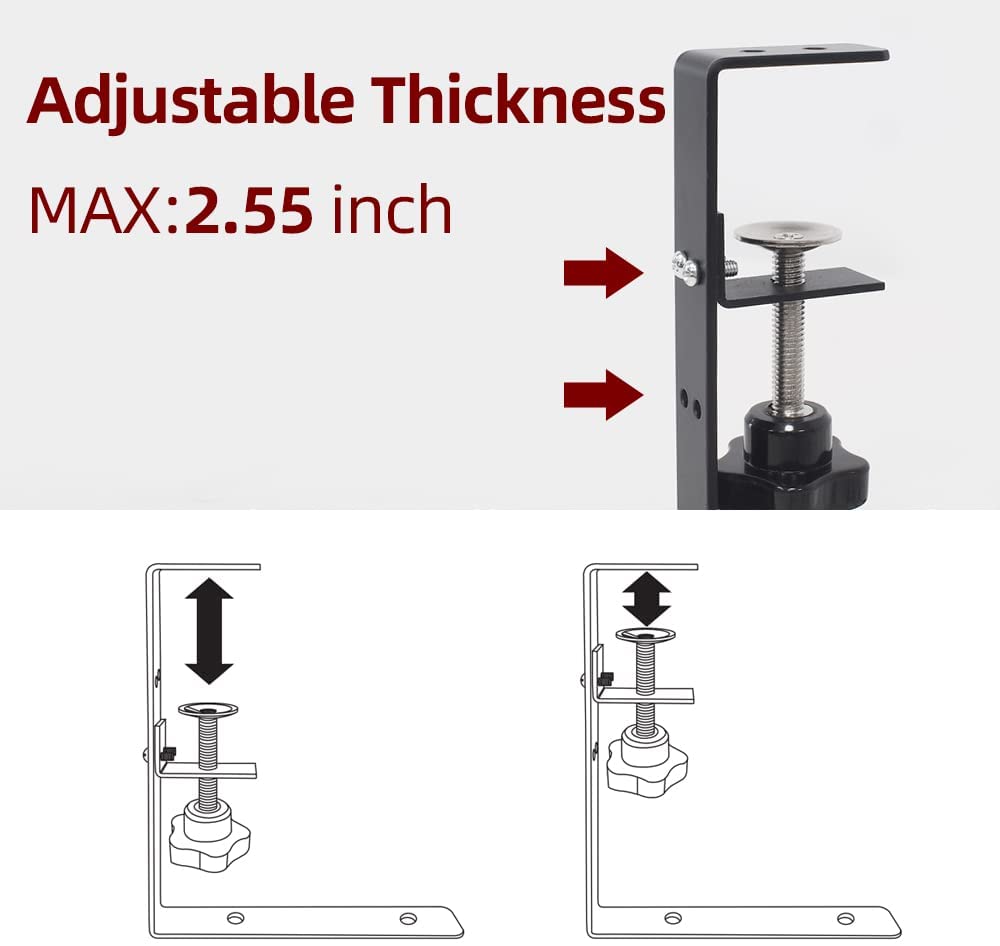 Non-folding Rack Under Desk Cord Organizer with Clamp Sturdy Metal Desk Cable Tray