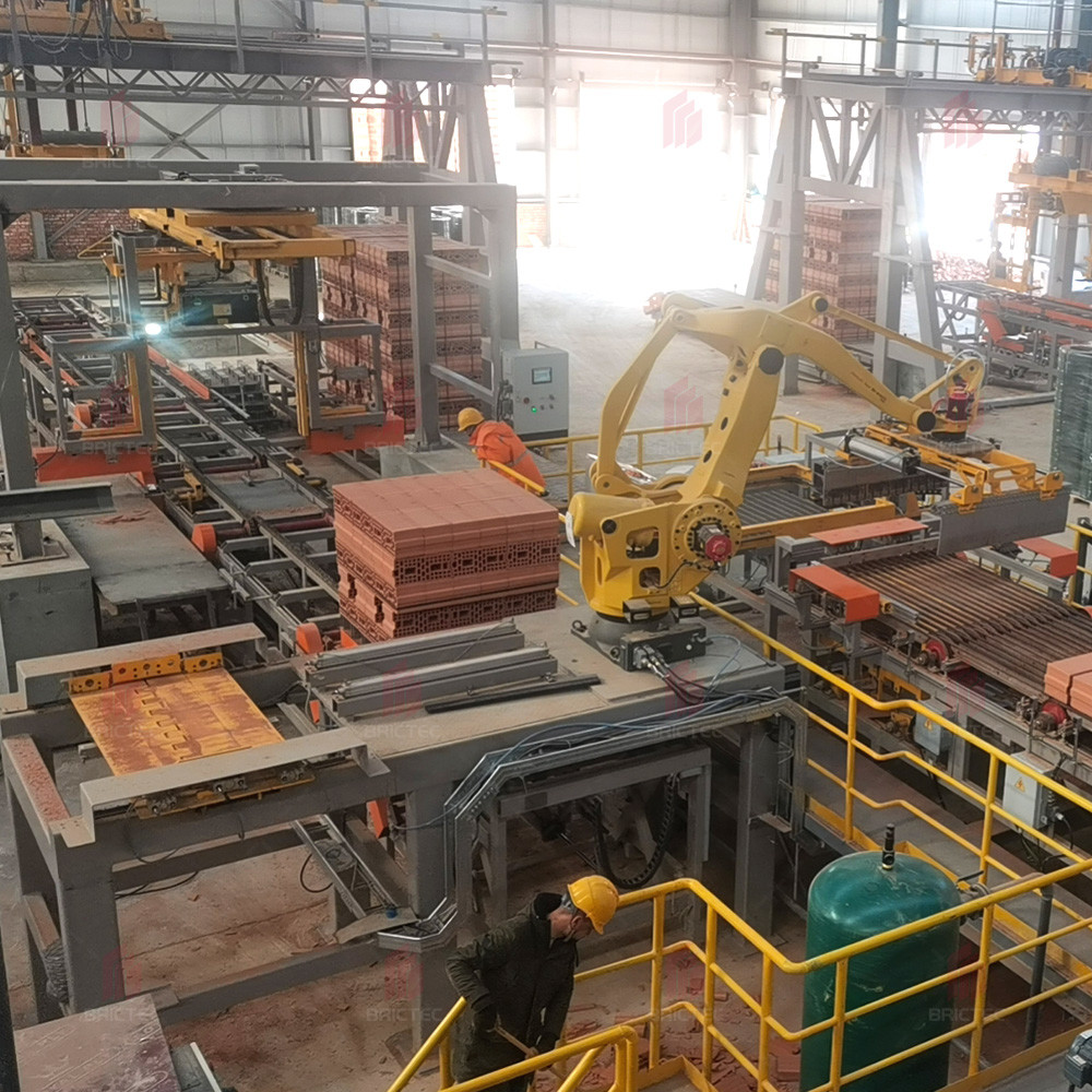 Steel Automated Unloading and Packing for Customizable Clay Brick Making Process by Brictec