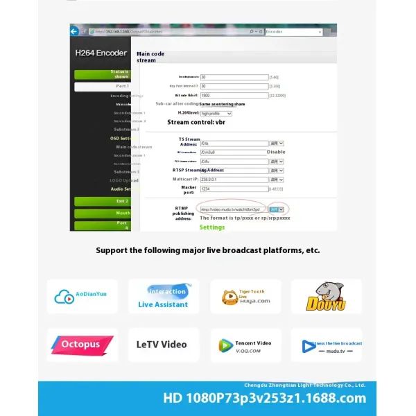 8 Channel HD Video Encoder Multi Protocol Streaming Hotel TV System For Live Broadcasting