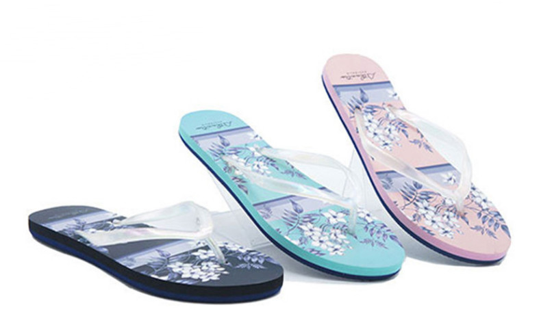 Custom Print Summer Ladies Flip Flop Pink Wedge EVA