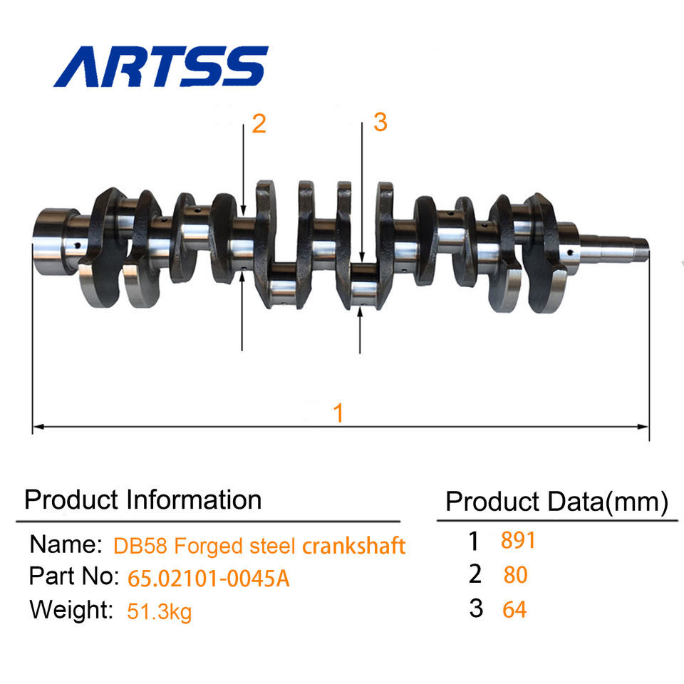 65.02101-0045A Forged Steel Diesel Engine Crankshaft For Dossan DH220-5 DH220-7