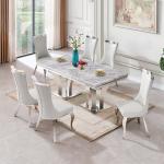 Luxury Chrome SS Dining Chairs softness Upholstered Dining Room Chair