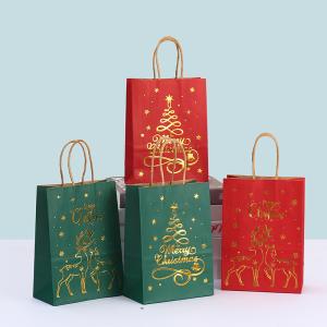 Buy cheap Cartoon Holiday Kraft Paper Shopping Bags Candy Christmas Kraft Bags Red Green from wholesalers