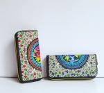 Polybag EN17 Floral Embroidered Purse , 10x2.5x19.5cm Zipper Phone Wallet