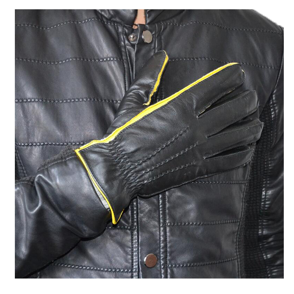 Plain Fashion Mens Soft Leather Gloves Keep Warm Lambskin Sheepskin OEM Design