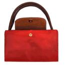 Fashion Foldable Ladies Tote Bags Red Polyester Handbags Promotional