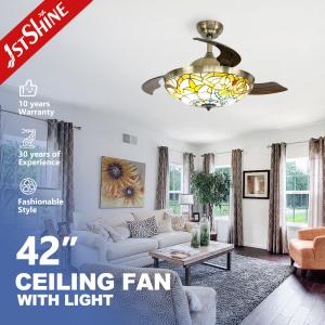 Wholesale 42 Inch Retractable Blades Ceiling Fan With 3 Color LED Light from china suppliers