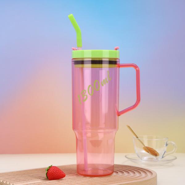 Customized Logo 40 Oz Plastic Water Bottle With Handle Straw 1200ml Large