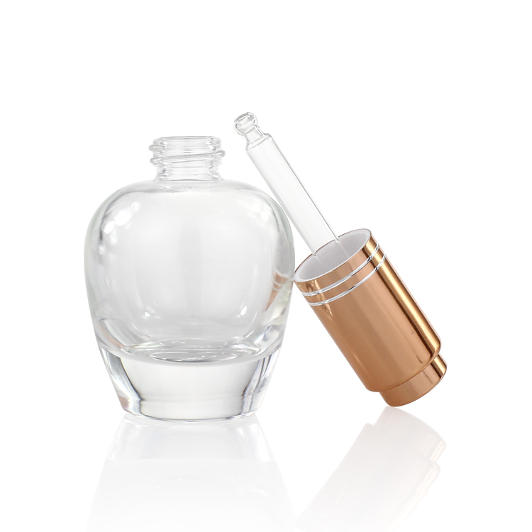 Newest Design 30ml Round Frosted Glass Face Serum Bottle With Luxury Aluminum Lid Cherry Shape Skincare Serum Bottle OEM