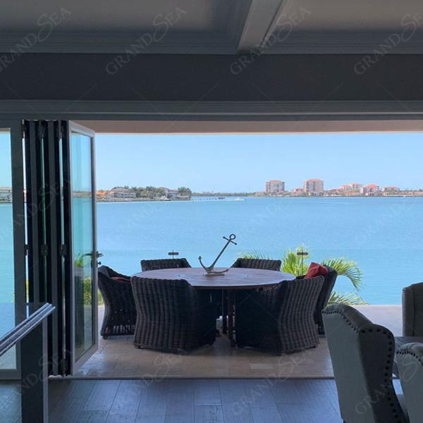 Grandsea Waterproof Hurricane Proof Aluminium Alloy Patio Glass Bi Folding Door American Bifolding Aluminum Folding Door