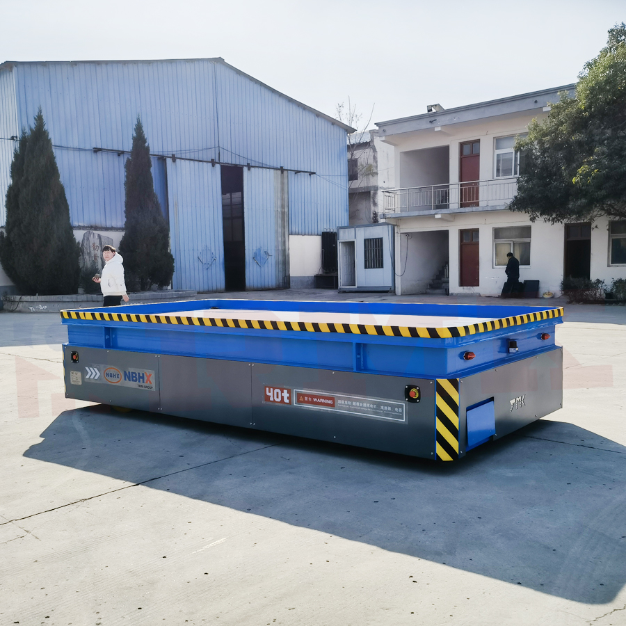 Metal Industry Battery Trackless Transfer Trolley Hydraulic Steering 40 Tons