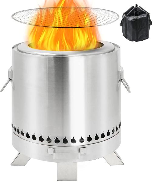 Stainless Steel Portable Outdoor Smokeless Fire Pit 15×14.2 Inch Camping And