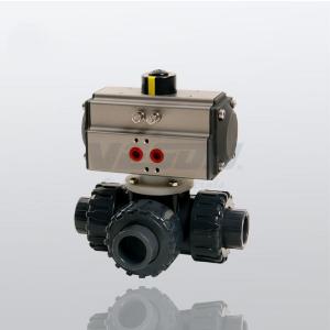 Wholesale PVC Pneumatic Three way Ball Valve Direct Mount For Low Profile ISO5211 Standard from china suppliers