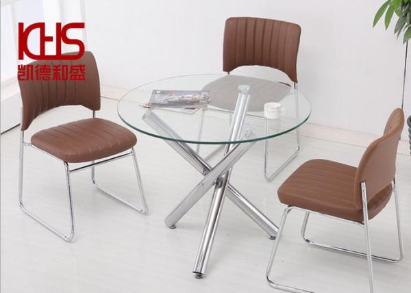 Luxury Customized Modern Kitchen Dining Tables Ivory White Glass Topped End