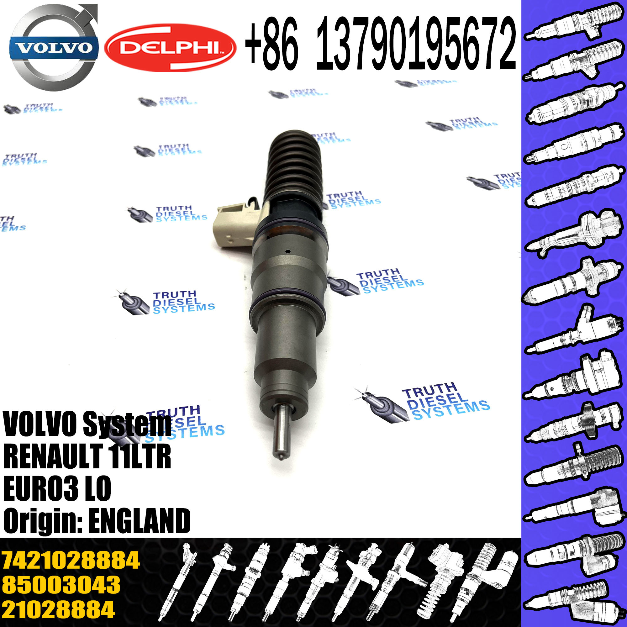 Common Rail Diesel Fuel Injector 21028884 BEBE4D20001 7421028884 for Engine Parts