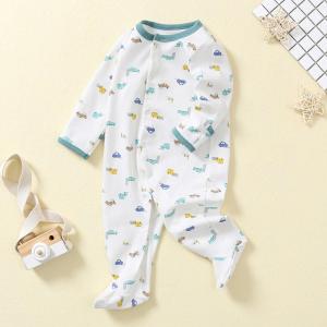 Wholesale In stock Fold Hand and Snap Feet Design 100% Cotton Baby Romper Jumpsuit Baby Onesie Pajama from china suppliers