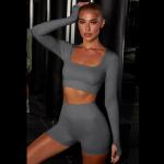 XS-5XL Long Sleeve Fitness Crop Top