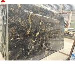 Luxury Modern Polished Black Gold Veins Quartzite Stone Brazil Natural Cosmic