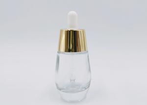 Wholesale 1oz 30ml Clear Dropper Bottles , Glass Lotion Bottles Golden / Silver Cap from china suppliers