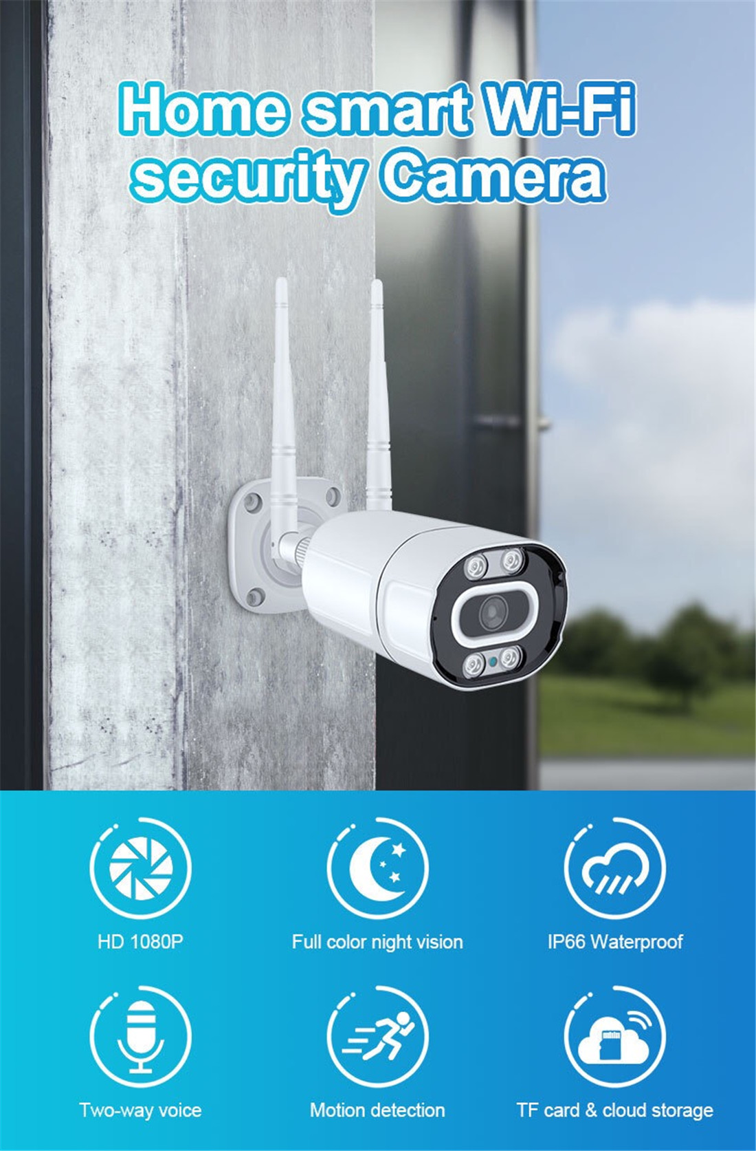 Unistone 2MP Outdoor Smart Wireless WIFI AI alarm camera(US-OW202)