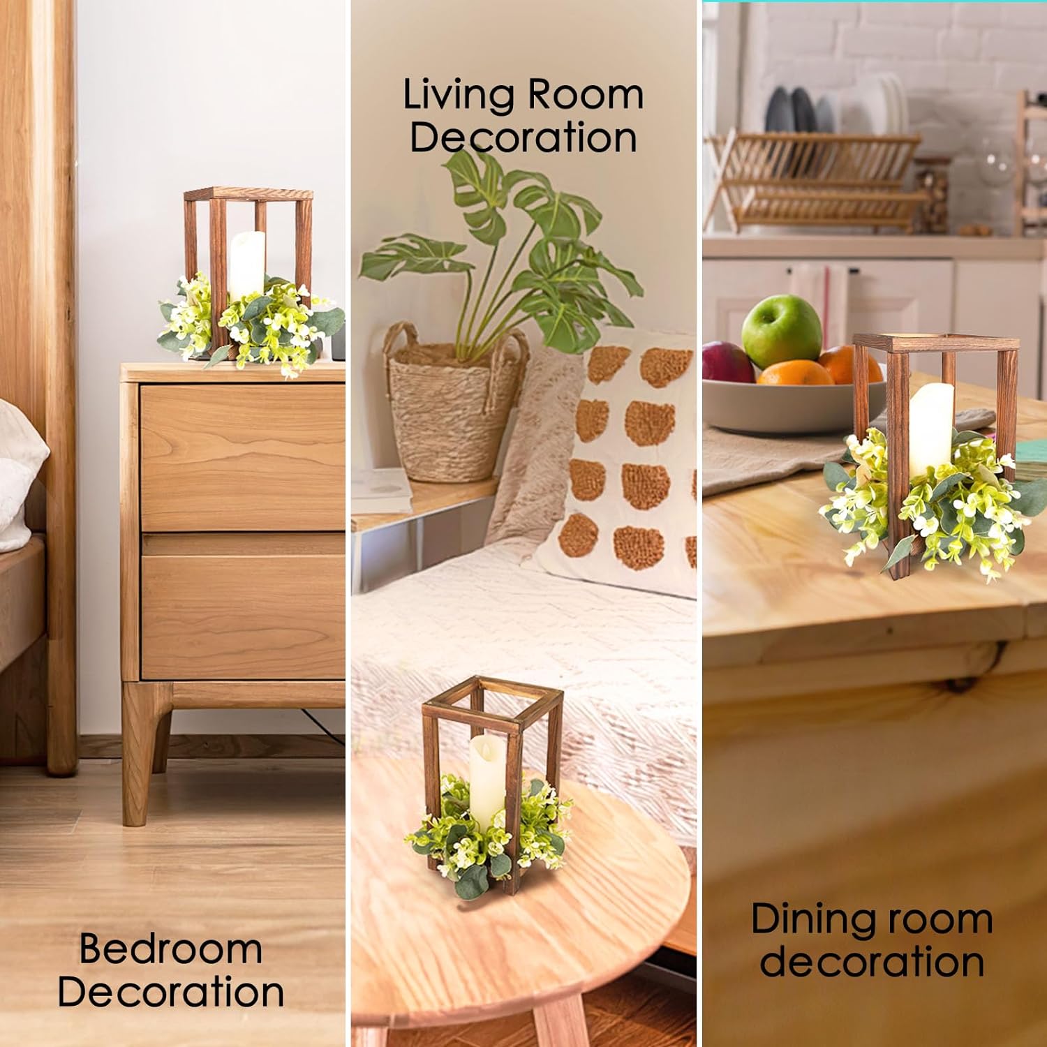 Wooden Candle Holder Farmhouse Home Candle Lantern Decor Outdoor Wood Shelf Wedding Gifts Living Room Patio