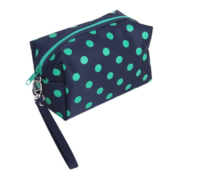 Multi Colored Compact Zipper Pencil Bag Ladies Cosmetic Pouch Polyester