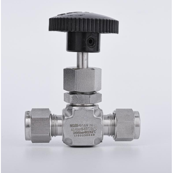 SS316 Stainless Steel Double Ferrule Needle Valve Straight Compression End Knurled Handwheel Needle Globe Valve