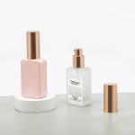 Lotion Pump Glass Foundation Bottle Gold Square Skin Care Cosmetic Packaging