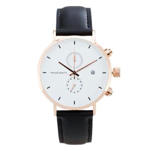 Wholesale IP Rose Stainless Steel Chronograph Watch Mens Watch Leather Band White Face from china suppliers