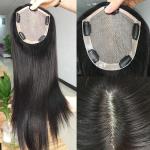 Natural Black Permanent Women's Toupee Wigs Topper Human Hair Prosthesis