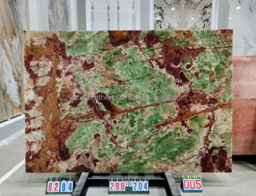 Exquisite Sapphire Green Onyx Marble Jade Stone Slab for Living Room Dining Bedroom
