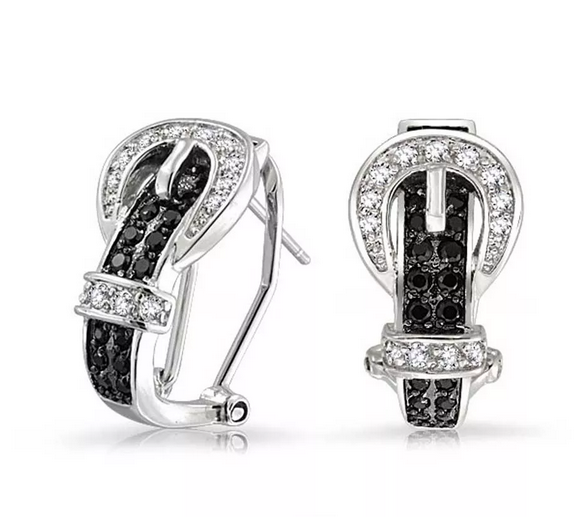 Rhodium Plating Double Turquoise 925 Sterling Silver Cubic Zirconia Earring for Women