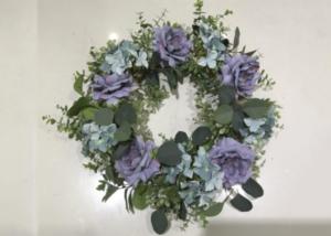Wholesale Artificial 55cm Purple Rose Hydrangea Flower Wreath from china suppliers