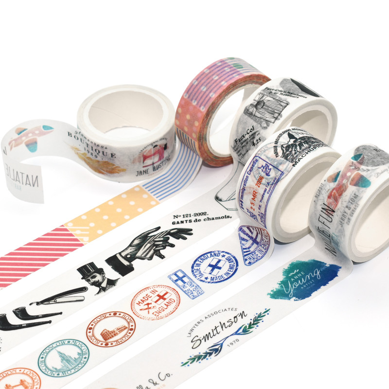 Custom Printed Single Sided Adhesive Japanese Colored Washi Tapes