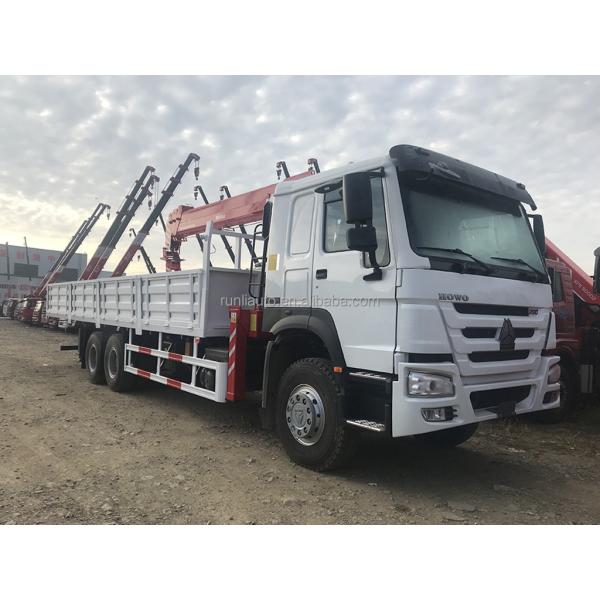 Folding Arm Cargo Mounted Crane SQZ300 SINOTRUK HOWO 6x4 Truck With Crane 12 Ton