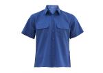 Men's 65%Polyester 35%Cotton Poplin Work Shirt Short Sleeve Blue