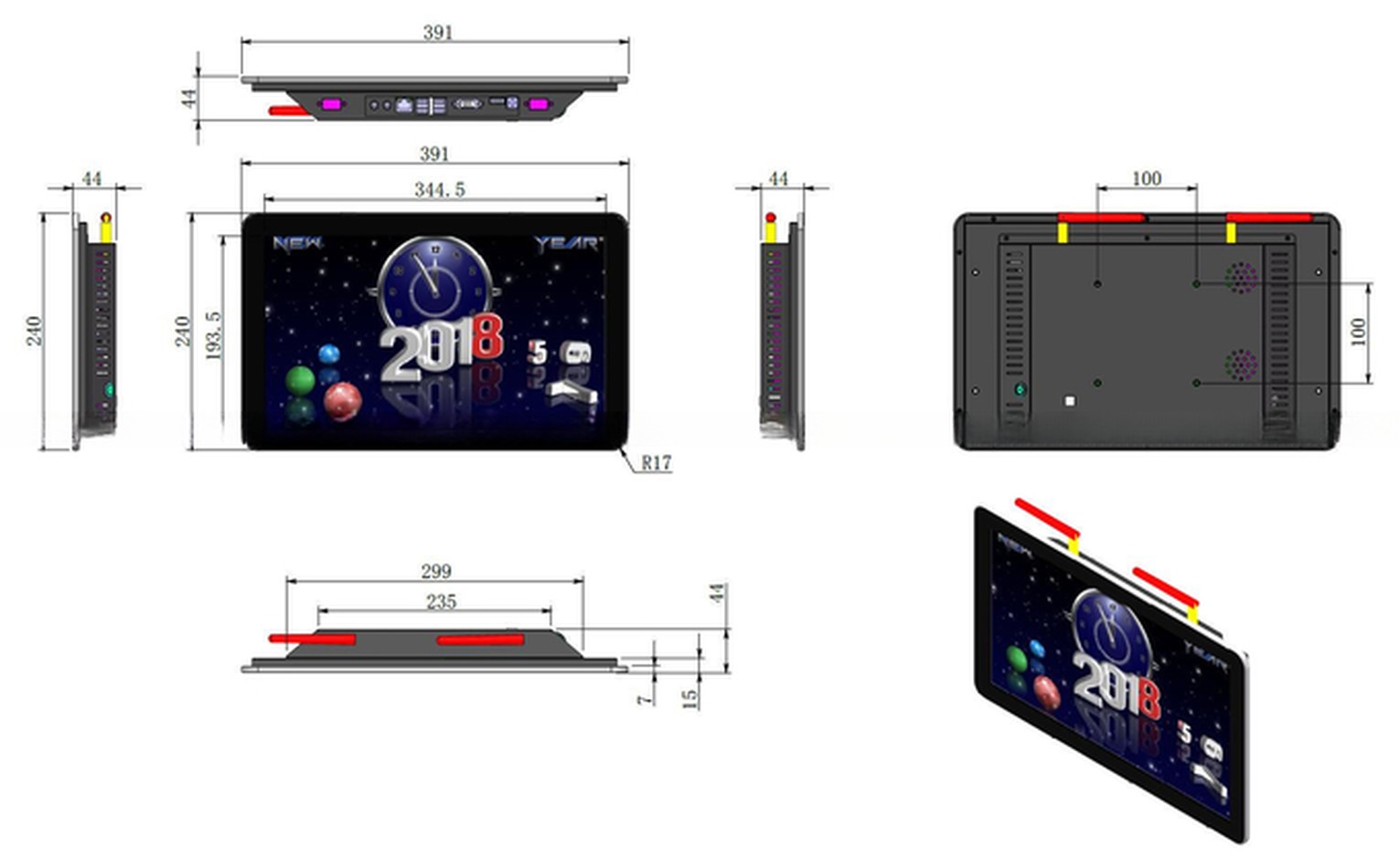 wall 15.6" inch IPS LCD interactive Android AD media kiosk touchscreen