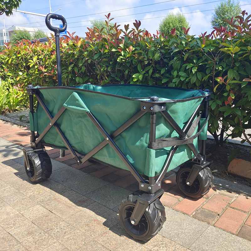 Collapsible Wide PU Wheels Beach Folding Wagon Stretchable Handle Picnic Camping Cart
