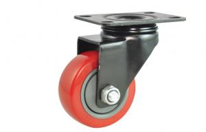 Wholesale Double Ball Bearing Swivel Caster Wheels Heavy Duty 125MM PU Rubber Caster in Red from china suppliers