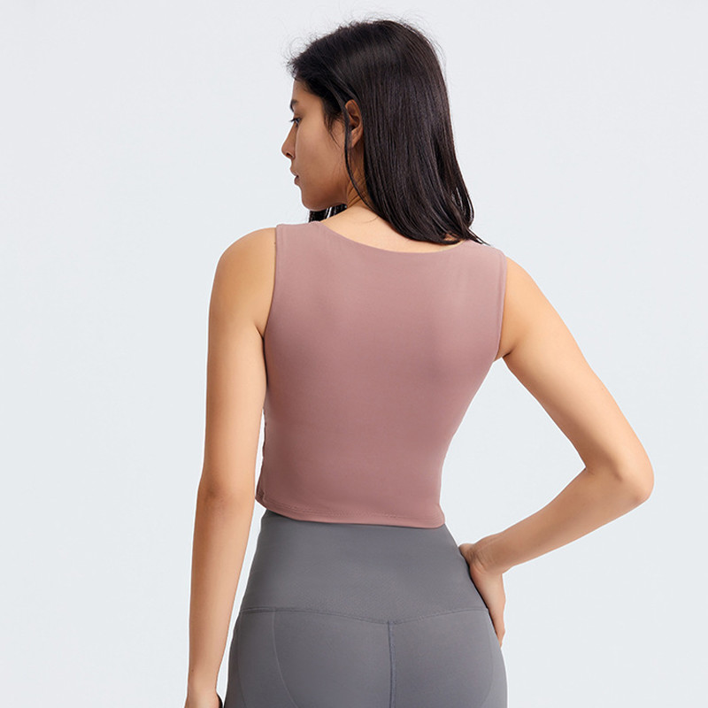 Moisture Wicking Removable Pad Sports Bra Nylon Fitness Womens Workout Tank Tops