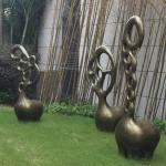 Abstract Fawn Garden Life Size Bronze Animal Statues Casting Decorative