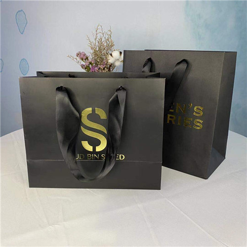 Black Logo Custom Printed Paper Bags For Shopping