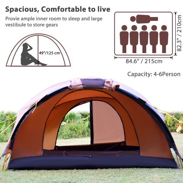 Aluminum Pole 3 Persons 210T PU2500MM Ez Up Camping Tent