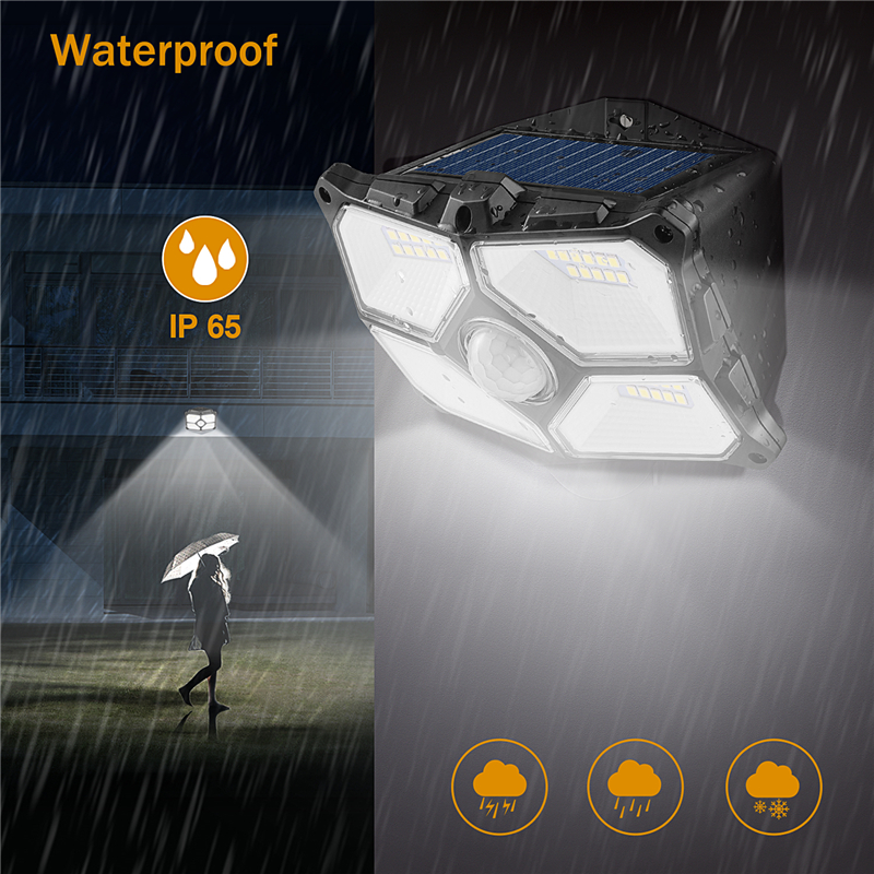 IP65 Waterproof Outdoor High-performance Solar Panel Super Bright Durable Material Solar Security PIR Sensor Light