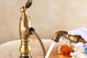 Wholesale CE Retractable European Antique Pull Out Retro Bathroom Sink Faucets from china suppliers